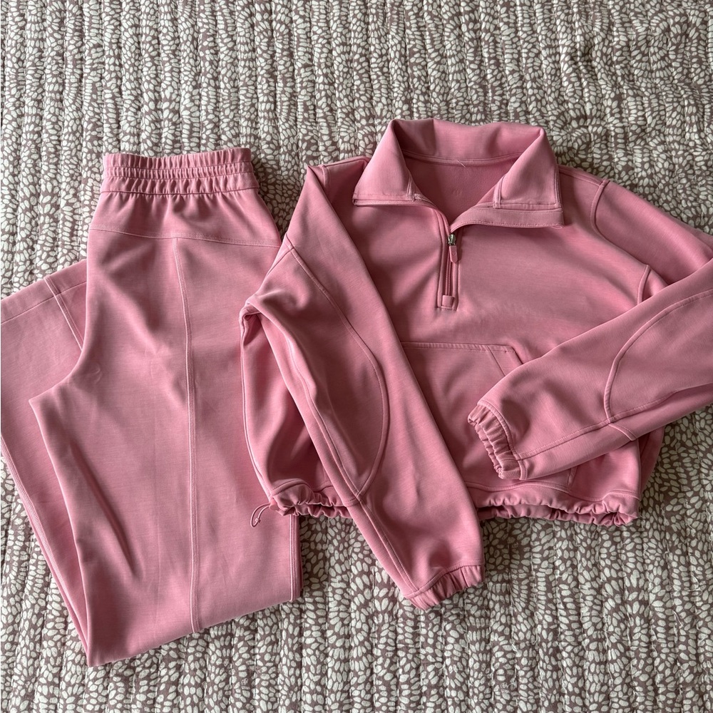 Lululemon Softstreme Pink Tide Half-Zip Sweat Set
